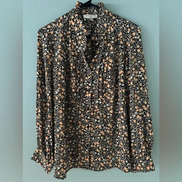 Nili Lotan Target Liberty Floral Blouse Button Front Shirt Top Long Sleeve XL - Picture 3 of 5